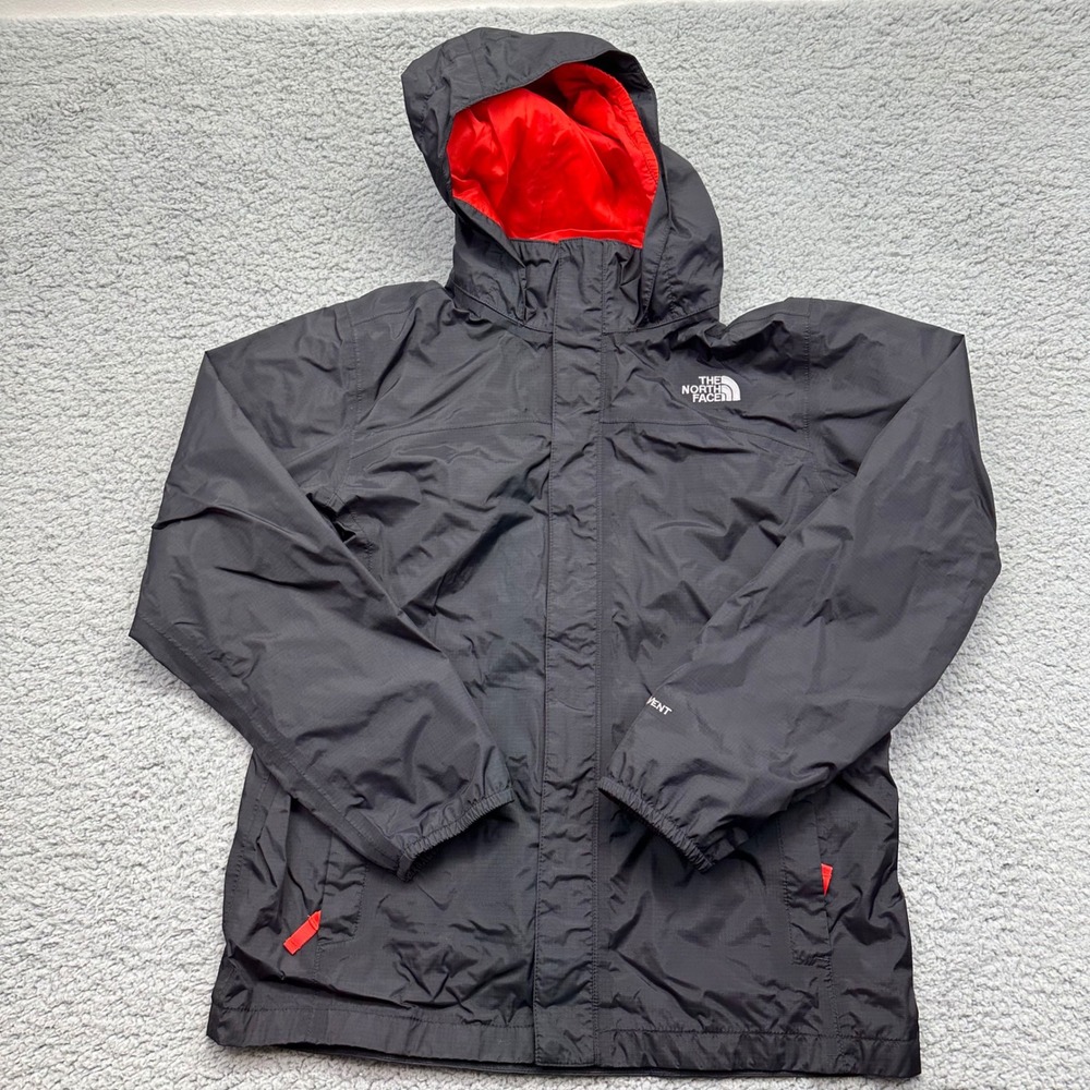 The North Face T209 Boys Large 14/16 Black Resolve Hooded Reflective Rain Jacket